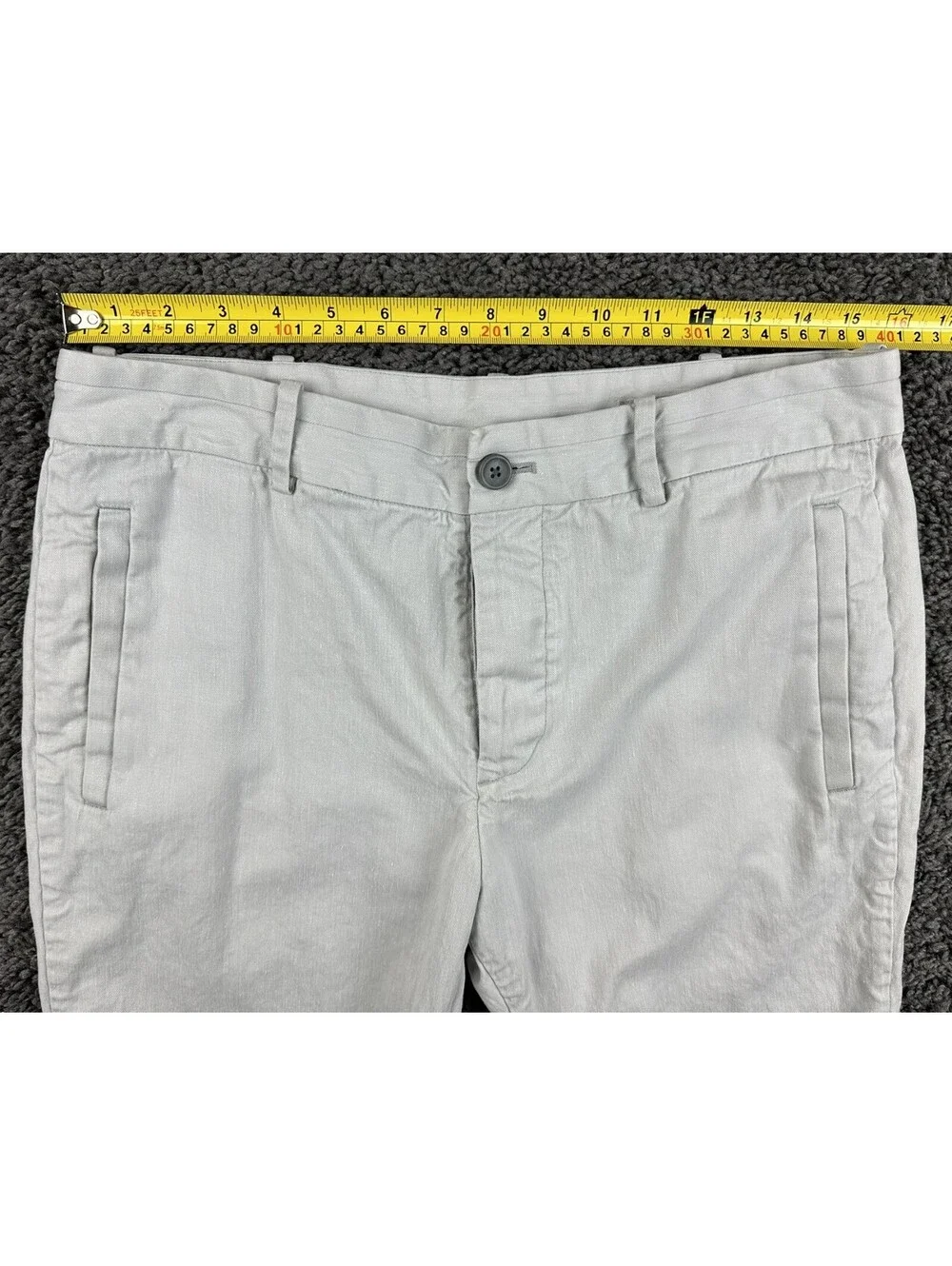 Outerknown Mens Beach Trouser Pants Gray Hemp Cotton Button Fly Sz 31